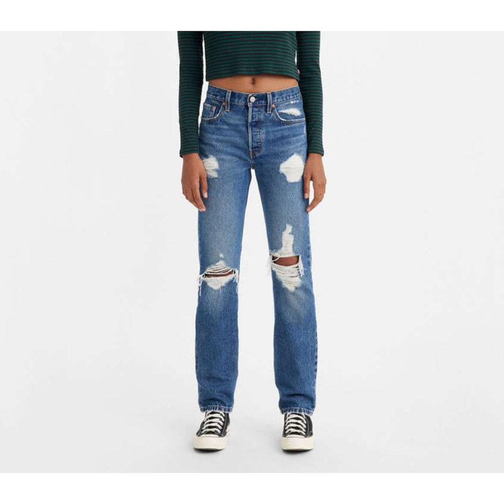 Levi's 501 Original Fit Distressed Jeans Medium Indigo Destructed